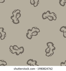 Handmade carved block print cloud seamless pattern. Rustic heritage folk art background. Scandi or ethnic indian design. Naive neutral tone all over texture.