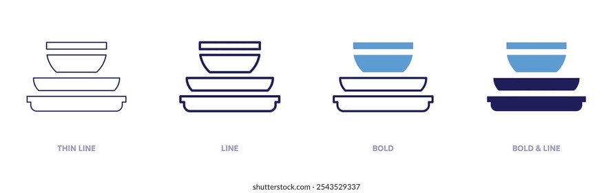 Handmade ceramic dishes icon in 4 different styles. Thin Line, Line, Bold, and Bold Line. Duotone style. Editable stroke.