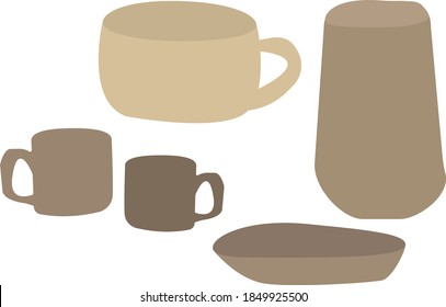 handmade ceramic tableware, empty craft ceramic plates