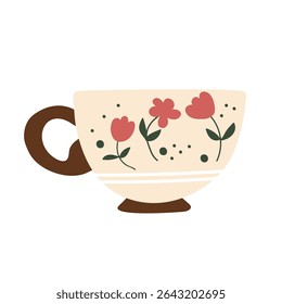 Handmade ceramics pottery. Kitchen utensils. Traditional shapes and patterns. Creativity and art. Hand drawn flat vector illustration isolated on white background

