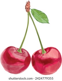 handmade cherry illustration is in trend, ideal for t-shirt prints