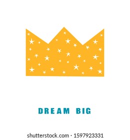 Handmade childish paper cut crown background. Simple graphic crown artwork for use in design for birthday card, party invitation, shop sale poster etc..
