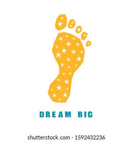 Handmade childish paper cut foot background. Simple graphic foot track for use in design.