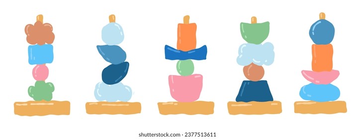 Handmade children's toys for Montessori games. Montessori system for early childhood development. Educational wooden toys