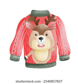 Handmade christmas sweaters with isolated icons of new year festive decorations and handicraft clothes goods vector illustration.