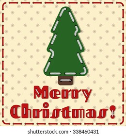 Handmade christmas tree gift card in lacing technique
