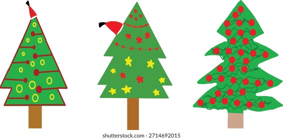 Árboles de Navidad hechos a mano Conjunto de Vector Ilustración festiva de Festiva
