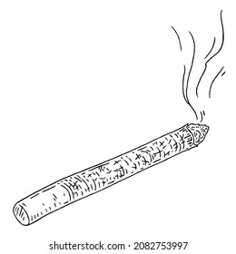 Cigarrillos hechos a mano con filtro. Grabando ilustración vectorial vintage en negro aislada en fondo blanco.