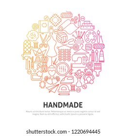 Handmade Circle Concept. Vector Illustration of Outline Design.