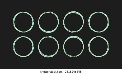 Handmade circle round vector shape. Messy sketch style pencil stroke. Crayon pastel kids brush frame. Doodle line art color circle collection. Vector art.