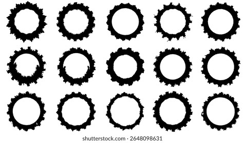 Marcas de sello circulares hechas a mano - texturas de tinta para la marca - Elementos de Vector escalables para la marca, embalaje o diseño de impresión