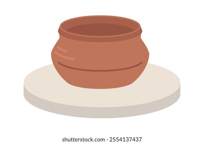 Handmade clay dish kitchenware vector illustration