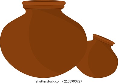 Handmade clay pots, illustration, vector on a white background.