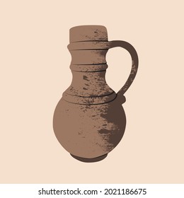 Handgefertigte Tontöpfe. Boho Art Stil . Vektorgrafik.