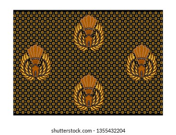 handmade cloth with floret and eagle symbol