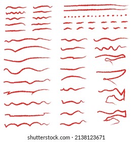 Handgefertigte Kollektion von rotem Unterzeilenvektor . Doodle Style Unterschiedliche Formen Illustration	