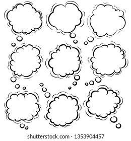Illustration de la bulle Collection Set of Speech faite à la main. Doodle de pinceau Marker. Illustration vectorielle.  EPS10
