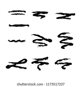 Handmade Collection Set of Underline Strokes in Marker Brush Doodle Style and Various Shapes