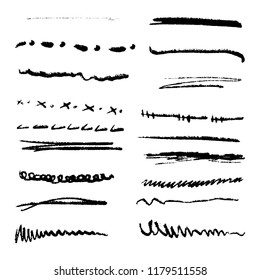 Handmade Collection Set of Underline Strokes in Marker Brush Doodle Style Various Shapes That Can be Used in many ways