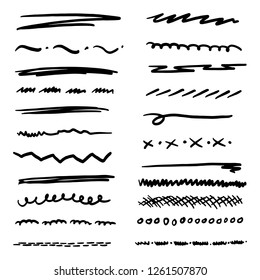 Handmade Collection Set of Underline Strokes in Marker Brush Doodle Style Various Shapes Handmade Collection Set of Underline Strokes in Marker Brush Doodle Style Various Shapes