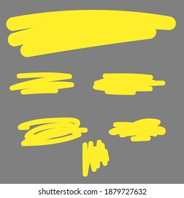 Colección hecha a mano conjunto de trazos de subrayado en el estilo de doodle de pincel de marcador varias formas
