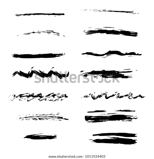 Handmade Collection Set of Underline\
Strokes in Marker Brush Doodle Style Various\
Shapes