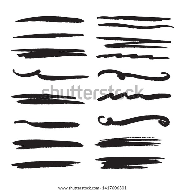 Handmade Collection Set of Underline
Strokes in Marker Brush Doodle Style Various
Shapes