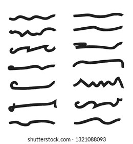 Handmade Collection Set Of Underline Vector . Doodle Style Different Shapes / Illustration