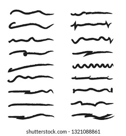 Handmade Collection Set Of Underline Vector On White Backgorund . Doodle Style Different Shapes / Illustration