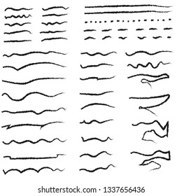 Handmade Collection Set Of Underline Vector . Doodle Style Different Shapes / Illustration