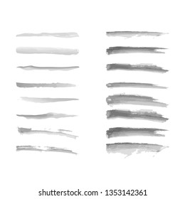 Handmade Collection Set Of Watercolor Underline Vector . Doodle Style Different Shapes / Illustration