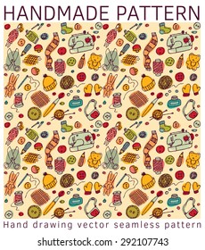 Handmade color doodles seamless pattern
Seamless pattern with doodles handmade icons. Color vector illustration.