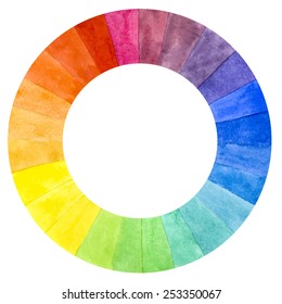 Handmade color wheel. Isolated watercolor spectrum. Vector Illustration.