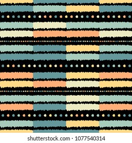 Handmade colored stripes bright tribal seamless pattern look like carpet. Boarder pattern. Tribal pattern with American Indian symbols. Hand-drawn indian background. Native american tent pattern