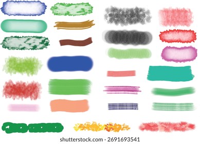 Ilustração de vetor de coleção de textura de traçado de pincel colorido artesanal