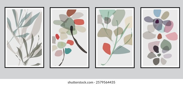 Handmade Colorful Plant Foliage Flower Immersion Pattern Card Banner Template Poster Abstract Backgrounds Collection