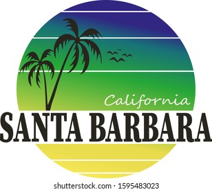 Handmade composition and design Santa Barbara. T shirt graphics for print and other user. Vector