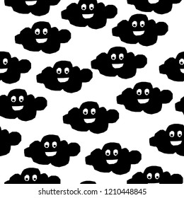 Handmade contrast seamless pattern. Childish craft monochrome wallpaper for birthday card, baby nappy, school party advertising, shop sale poster, holiday wrapping paper, textile, bag print etc. Handmade contrast seamless pattern. Childish craft monochrome wallpaper for birthday card, baby nappy, school party advertising, shop sale poster, holiday wrapping paper, textile, bag print etc.