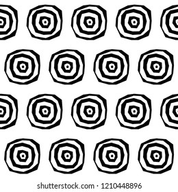 Handmade contrast seamless pattern. Childish craft monochrome wallpaper for birthday card, baby nappy, school party advertising, shop sale poster, holiday wrapping paper, textile, bag print etc.
