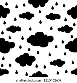 Handmade contrast seamless pattern. Childish craft monochrome wallpaper for birthday card, baby nappy, school party advertising, shop sale poster, holiday wrapping paper, textile, bag print etc. Handmade contrast seamless pattern. Childish craft monochrome wallpaper for birthday card, baby nappy, school party advertising, shop sale poster, holiday wrapping paper, textile, bag print etc.