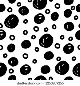 Handmade contrast seamless pattern. Childish craft monochrome wallpaper for birthday card, baby nappy, school party advertising, shop sale poster, holiday wrapping paper, textile, bag print etc.