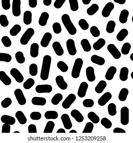 Handmade contrast seamless pattern. Childish craft monochrome wallpaper for birthday card, baby nappy, school party advertising, shop sale poster, holiday wrapping paper, textile, bag print etc.
