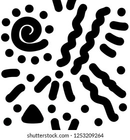 Handmade contrast seamless pattern. Childish craft monochrome wallpaper for birthday card, baby nappy, school party advertising, shop sale poster, holiday wrapping paper, textile, bag print etc.