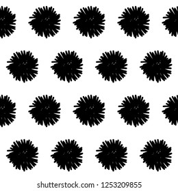 Handmade contrast seamless pattern. Childish craft monochrome wallpaper for birthday card, baby nappy, school party advertising, shop sale poster, holiday wrapping paper, textile, bag print etc.