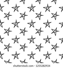 Handmade contrast seamless pattern. Childish craft monochrome wallpaper for birthday card, baby nappy, school party advertising, shop sale poster, holiday wrapping paper, textile, bag print etc.
