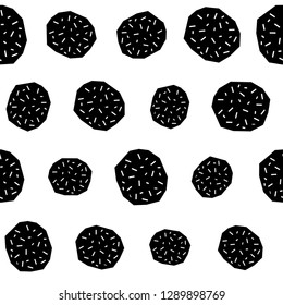 Handmade contrast seamless pattern. Childish craft monochrome wallpaper for birthday card, baby nappy, school party advertising, shop sale poster, holiday wrapping paper, textile, bag print etc.