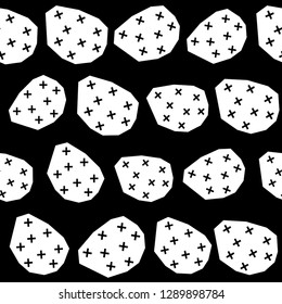 Handmade contrast seamless pattern. Childish craft monochrome wallpaper for birthday card, baby nappy, school party advertising, shop sale poster, holiday wrapping paper, textile, bag print etc.
