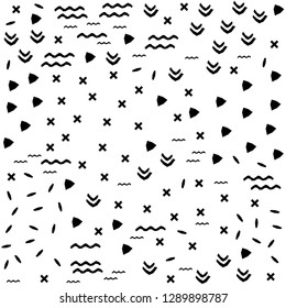 Handmade contrast seamless pattern. Childish craft monochrome wallpaper for birthday card, baby nappy, school party advertising, shop sale poster, holiday wrapping paper, textile, bag print etc.