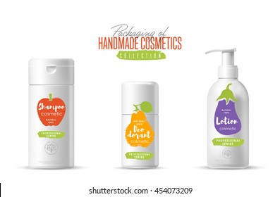 Handmade cosmetic brand vector packaging template, body care product. 