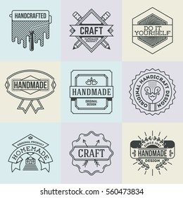 Handmade Craft Insignias Logotypes Line Art Stock Vector (Royalty Free ...